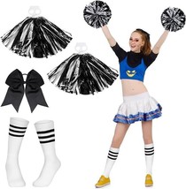 4 Pcs Zombie Halloween Scary Cheerleader Costume Accessories 2 Pom Poms 1 Hair B - £13.15 GBP