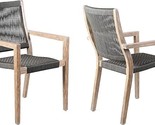 Armen Living Madsen Modern Outdoor Dining Chairs, Set of 2, Charcoal/Teak - $767.99