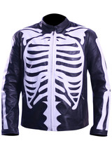 Men&#39;s Motorcycle Biker Skeleton Bones Leather Jacket Costume - Halloween - £86.90 GBP