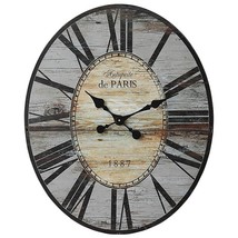 Gray Oversized Distressed Paris Wood Wall Clock - $271.84