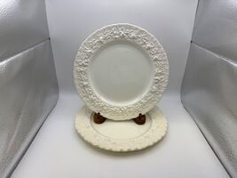 Pair of Wedgwood Queensware Cream Color on Cream Shell Edge Luncheon Plates - $49.99