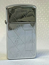 1995 Zippo Slim Silvertone Floral Patterned Blank Plate Lighter Smoking Fire - £23.91 GBP