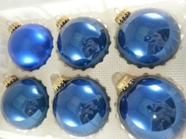 Vintage Krebs European glass christmas ornaments 6 Blue with Classic Krebs Top - £13.30 GBP