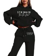ChristmasLC Women's Casual- 'Stronger Than The Storm' Letter Print Hoodi... - $29.69