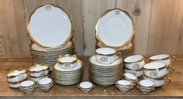 Antique French Haviland Gold Monogram Gilded China William Lycett ~ 66 Pieces! - £1,094.87 GBP