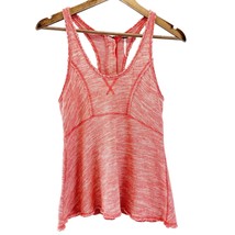 Free People Womens XS Racerback Striped Tank Top Back Zip Dark Coral Orange  - £15.53 GBP