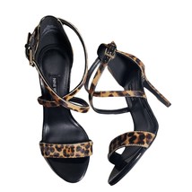 Nine West Womens Natural Fur Leopard Print Open Toe Strappy High Heels Sz 6.5 7 - £41.55 GBP