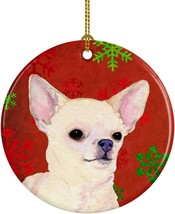 Caroline&#39;s Treasures Chihuahua Red and Green Snowflakes Holiday Christma... - $38.07