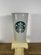Starbucks 2011 Mermaid Tumbler Ceramic Travel Coffee Mug White 12 Oz Lid... - $14.52