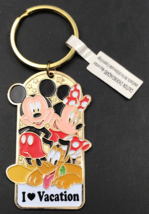 Disneyland Mickey & Minnie Mouse Pluto Metal Keychain 2.5"x1.5" I Love Vacation - $9.49
