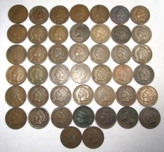 Indian Cent Collection 40 Different Dates 1859-1909 AN464 - £136.33 GBP