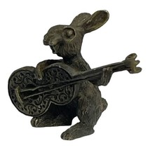 VTG Hudson Pewter Bunny Rabbit Guitar Banjo Band Animal Diorama Mini Figurine - £14.76 GBP