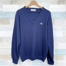IZOD Lacoste Vintage Orlon Acrylic Sweater Navy Blue V Neck Grandpa Mens... - $69.29