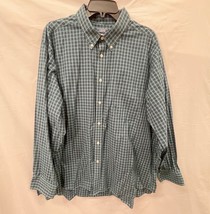 IZOD Blue Green Plaid Long Sleeve Men Dress Shirt 2XL - $285.10 MXN