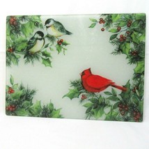 Susan Winget Winter Song Cardinal Bird Tempered Glass Cutting Board - £31.36 GBP