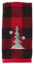 Buffalo Check Christmas Tree Fingertip Towels Embroidered  Set of 2 Cabi... - $36.14