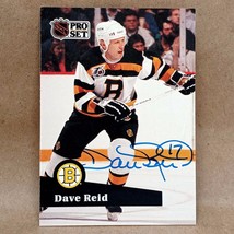 1991-92 Pro Set #348 Dave Reid SIGNED Boston Bruins Autograph NHL Card - £2.35 GBP