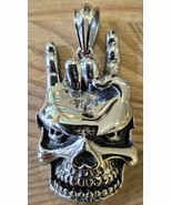 Skull with finger horns- Pendant - Height 6 cm - width 3 cm - Stainless ... - $305.58 MXN