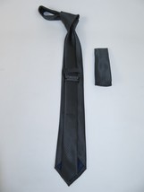 Mens Narrow Tie/Hankie Set Woven Vito Rofolo VTR-105 Black White Dots image 2