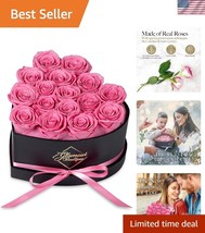 Timeless Heart-Shaped Box with 16 Preserved Pink Roses - Lasting Gift fo... - $1,288.86 MXN