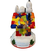 Schmid Peanuts Snoopy Christmas Doghouse Wind-Up Music Box Silent Night 1981 - £11.00 GBP