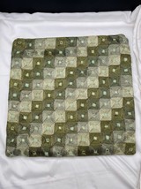 Pair of Pier 1 Pier One Green Geometric Straw Squares Sequins Throw Pillow Cover - $29.03