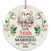 Our 56th Years Christmas Married Ornament Gift 56 Anniversary Cute Swan Couple - £12.72 GBP