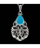 Amazing Turquoise Sterling Silver Pendant 64 mm Long - €106,17 EUR