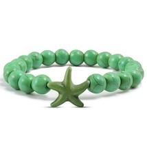 Fashion Starfish Blue Green Stone Beaded Bangles Bracelets Beach Charm Jewelry S - £11.22 GBP