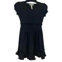 Matilda Jane Black At Dusk Lap Dress Ruffles Pleated Short Sleeves Girls Size 6 - £17.07 GBP