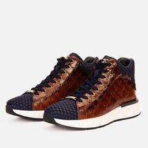 The Caesars Brown & Navy Leather High-Top Men Sneaker image 2