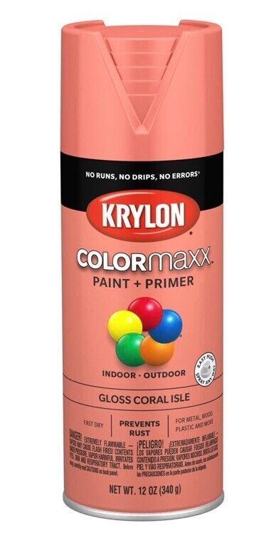 Krylon COLORmaxx Spray Paint + Primer, 5514 Gloss Coral Isle, 12 Oz. - $11.95