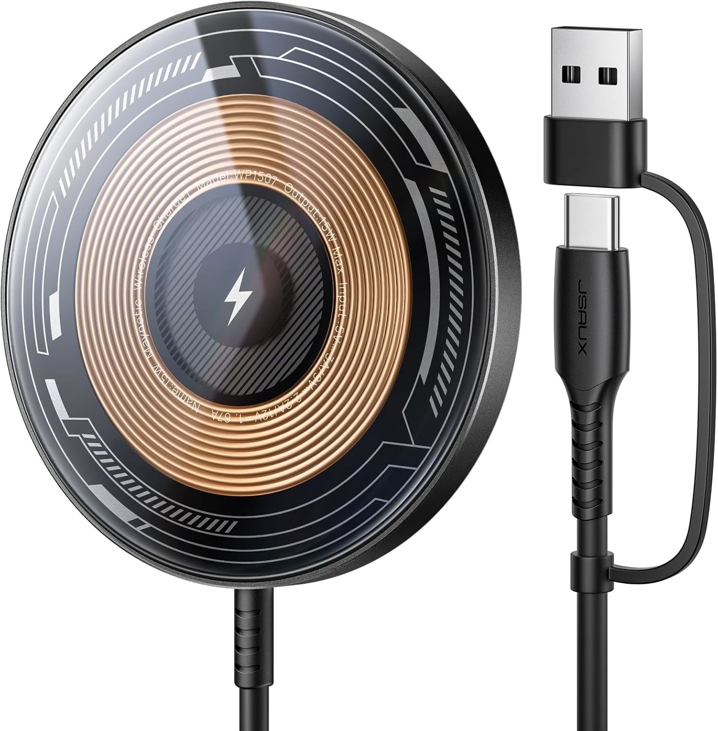 Jsaux Magnetic Wireless Charger Compatible With Magsafe, Clear-Black - $31.99