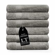 Lavish Touch 100% Cotton 600 GSM Melrose Pack of 6 Hand Towels Silver - £18.75 GBP