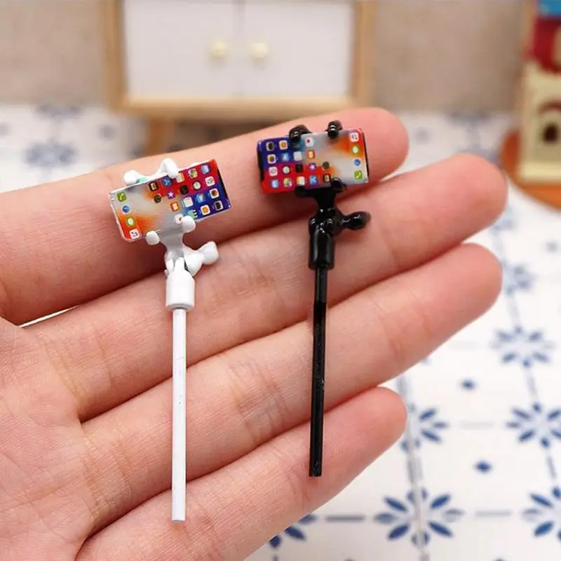 1/12 Miniature Dollhouse Selfie Stick Mobile Phone Mini Laptop for Pretend Play - £6.65 GBP+