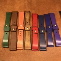 Artist Handcrafted Luxury Leather Watch Wristband. 20-22mm Wide. Universal Fit. image 2