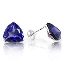 5MM Trillion Cut Lab Tanzanite 1.2CTW Stud Earrings in Sterling Silver - $38.35