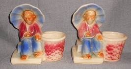 Shawnee Pottery PAIR OF FIGURAL ASIAN MAN PLANTERS # 617 Made in USA - $29.69