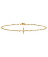 14K Yellow Gold CZ Cross Anklet - $6,518.44 MXN