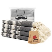 Turkish Hand Towel Set Of 4 Stripe Peshtemal Towel 100% Cotton 45X20 Light Weigh - £36.88 GBP