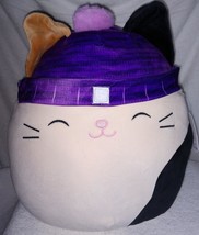 Squishmallows Cam the Calico Cat with Purple Hat 14&quot; NWT - £25.13 GBP