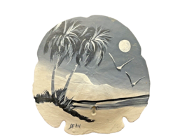 Sand Dollar Seashore Ocean Scene Hand Painted Signed Dean 4.5 Inch Round Art - $12.07