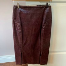 Euc Zac Posen Stretch Leather Plum Skirt Sz - £198.80 GBP