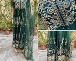 Pakistani Dark Green Long Maxi Style Embroidered Sequins Net Dress,Xl - $113.85