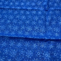 Blue Snowflake Fabric Remnant Patty Reed Design Christmas Silver Glitter Shimmer - $13.89