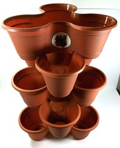 5 Tier Terracotta Plastic Stackable Planter Pots Strawberry Vegetable Fl... - £18.30 GBP