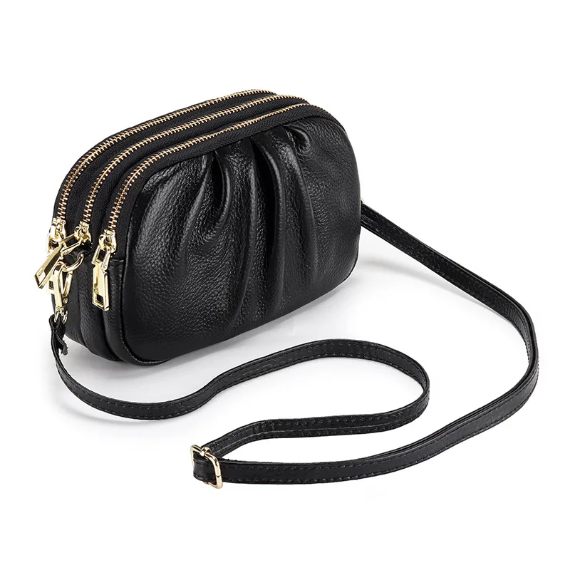 Genuine Leather bags for Women Wrinkled Soft Crossbody Bag Fashion Leisu... - $33.13