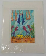 HOLLY KITAURA FINE ART PRINT SWIMMERS &amp; FISH 8X10 MATTED 8X5.5 SIGNED PI... - £16.02 GBP