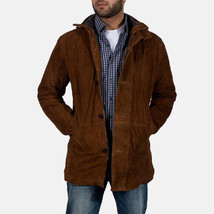 Men Brown Soft Suede Lambskin Leather Blazer Handmade Fashionable Casual... - £95.98 GBP+