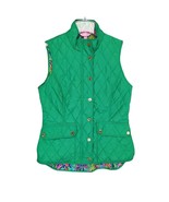 LILLY PULITZER Getaway Women&#39;s S Jade Full Zip Quilted Vest, Gold Snaps ... - $59.54 CAD